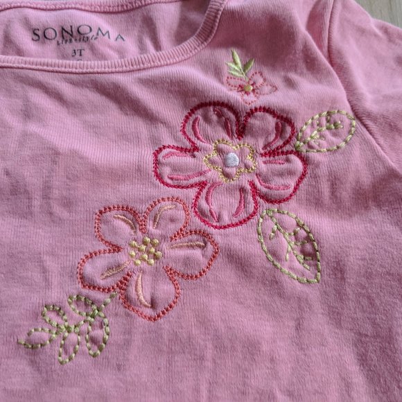 SONOMA Life + Style Girls SHIRT Top Light Pink Flo - Picture 2 of 5